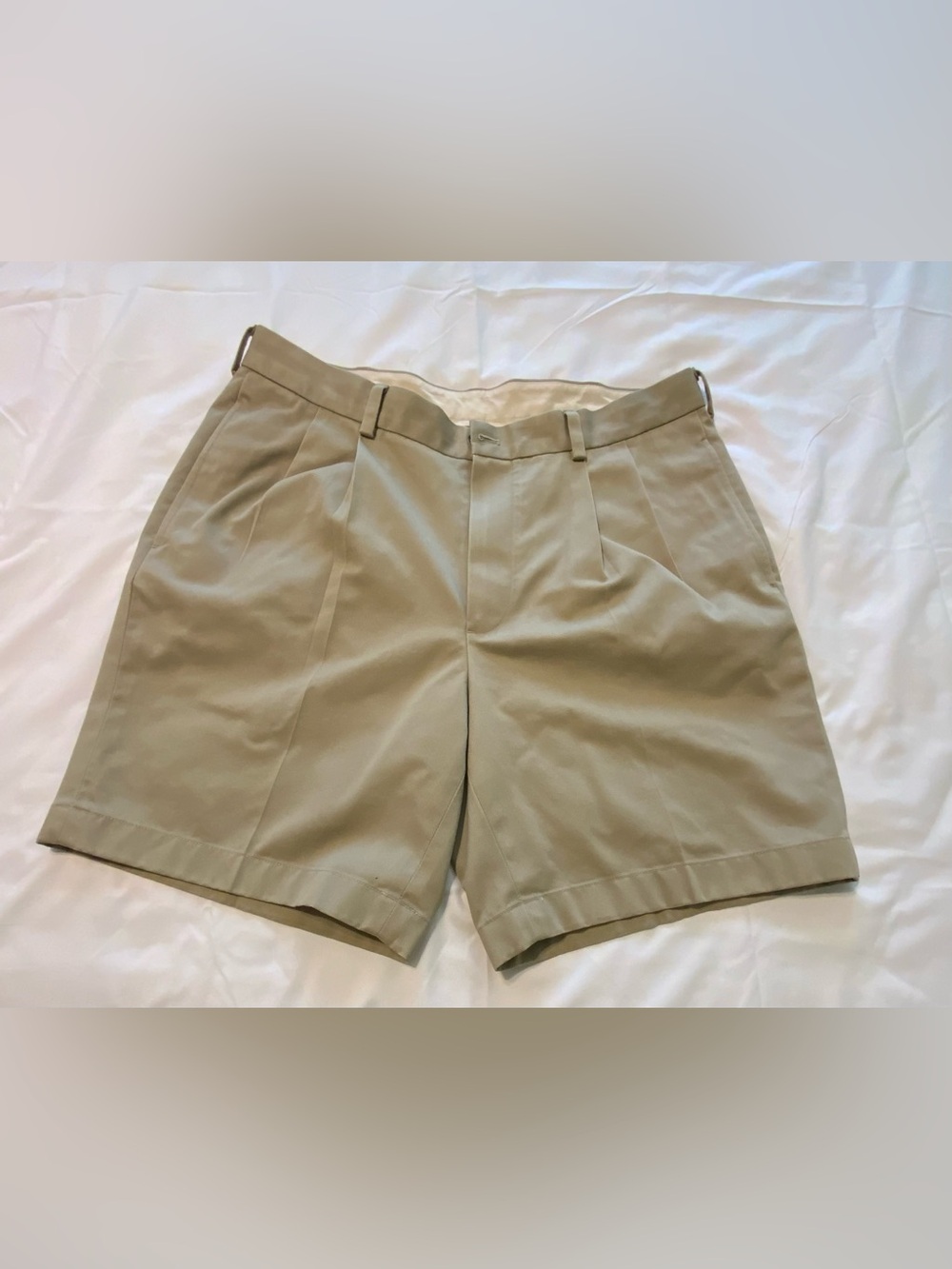 Brooks Brothers 346 Shorts Mens 36 Khaki Advantage Chino 100% Cotton Flat Front